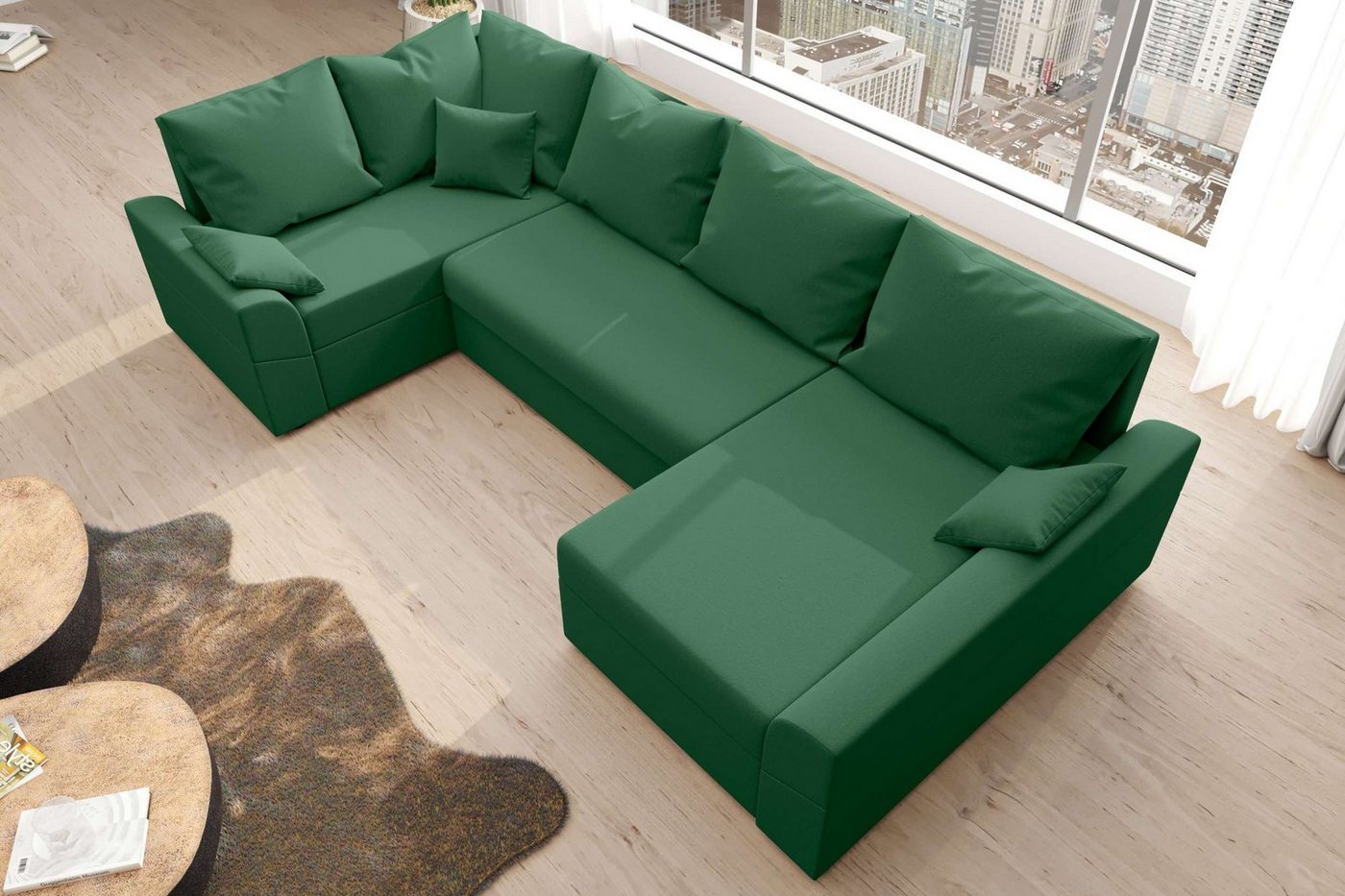 Stylefy Wohnlandschaft Bailey, U-Form, Eckcouch, Sofa, Sitzkomfort, mit Bettfunktion, mit Bettkasten, Modern Design von Stylefy