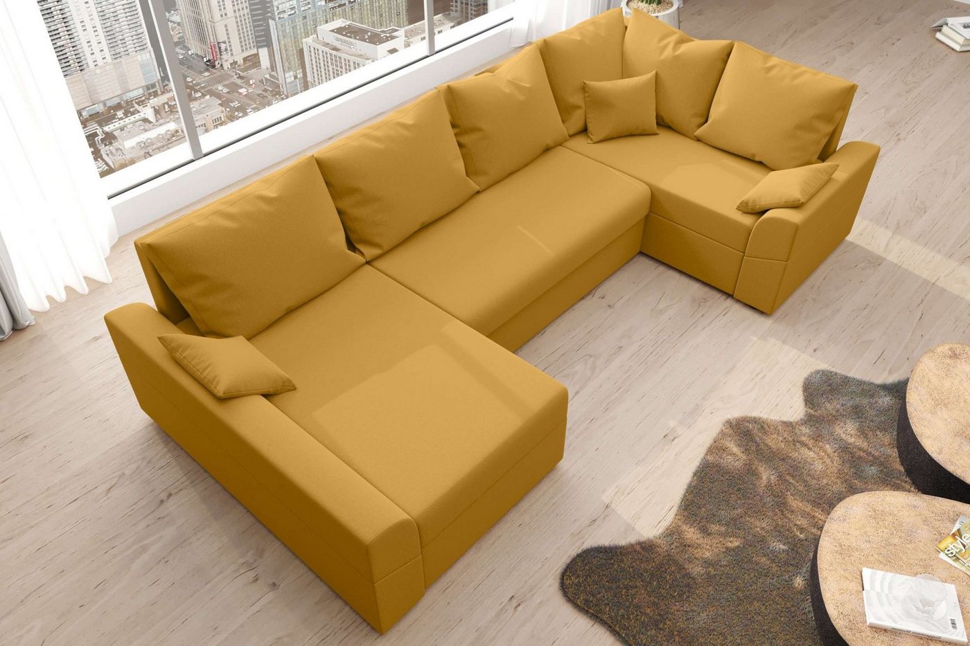 Stylefy Wohnlandschaft Bailey, U-Form, Eckcouch, Sofa, Sitzkomfort, mit Bettfunktion, mit Bettkasten, Modern Design von Stylefy