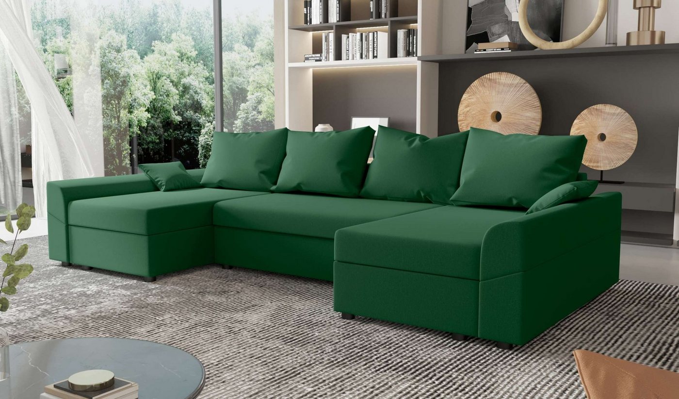 Stylefy Wohnlandschaft Carolina, U-Form, Eckcouch, Sofa, Sitzkomfort, mit Bettfunktion, mit Bettkasten, Modern Design von Stylefy