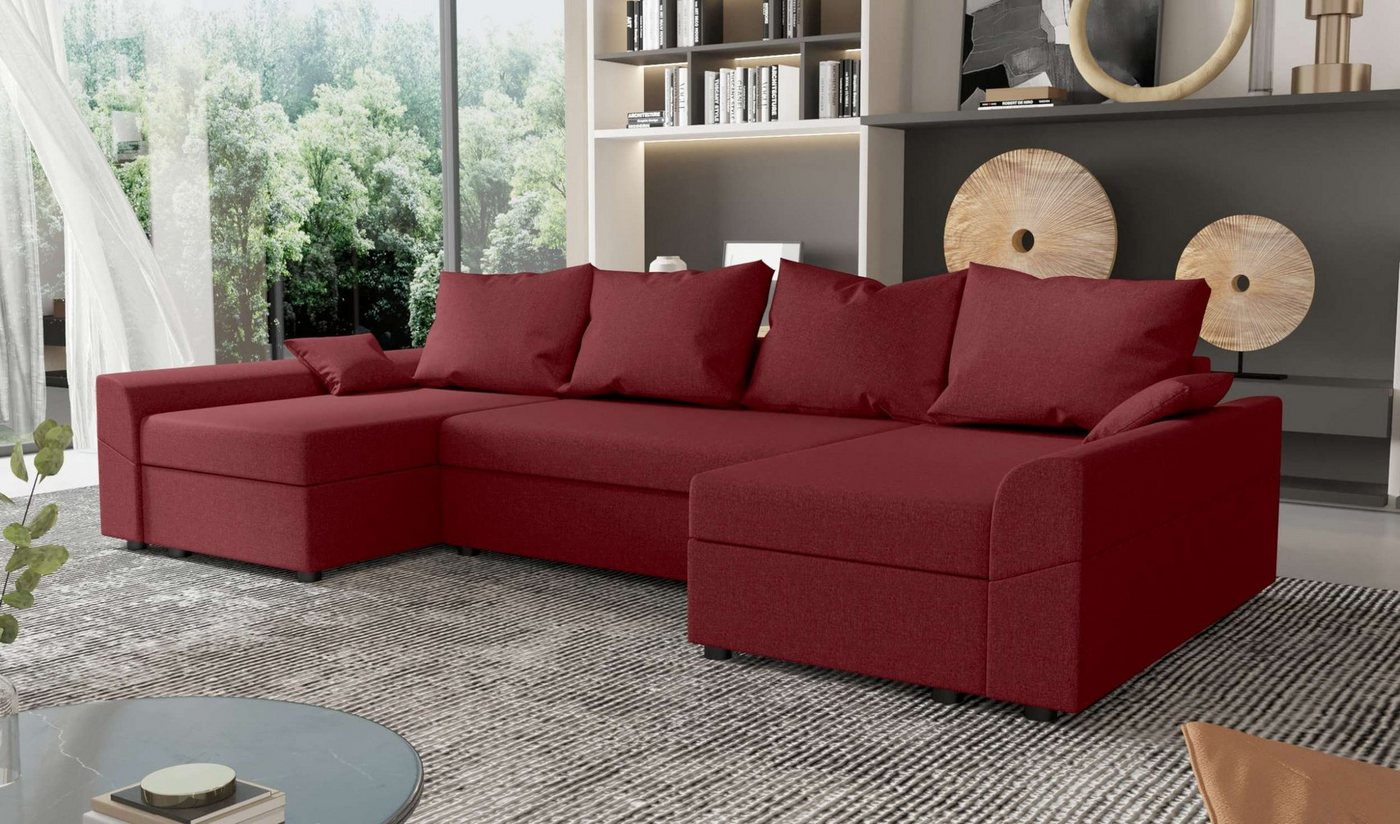 Stylefy Wohnlandschaft Carolina, U-Form, Eckcouch, Sofa, Sitzkomfort, mit Bettfunktion, mit Bettkasten, Modern Design von Stylefy