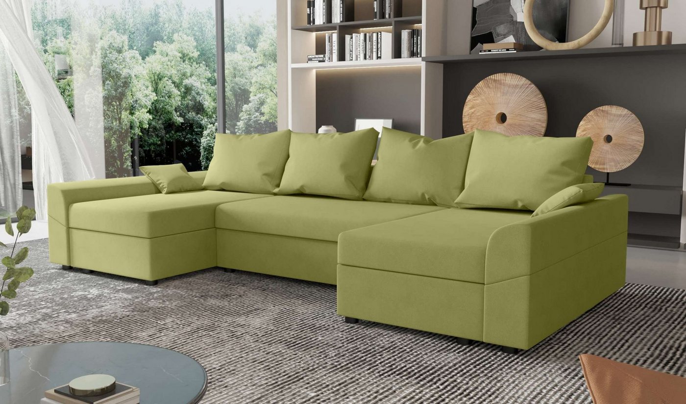 Stylefy Wohnlandschaft Carolina, U-Form, Eckcouch, Sofa, Sitzkomfort, mit Bettfunktion, mit Bettkasten, Modern Design von Stylefy