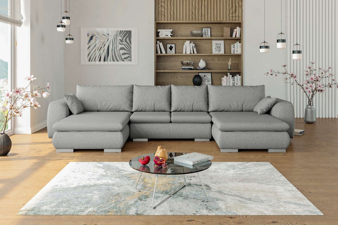 Stylefy Wohnlandschaft Clemens, Sofa, U-Form, Wellenfederung von Stylefy