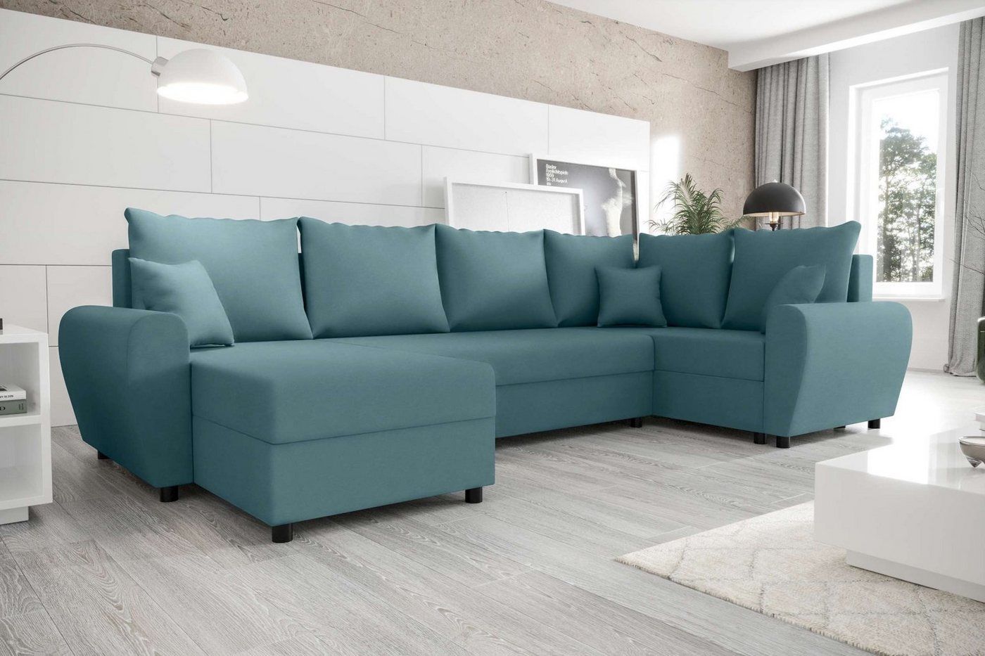 Stylefy Wohnlandschaft Haven, U-Form, Eckcouch, Sofa, Sitzkomfort, mit Bettfunktion, mit Bettkasten, Modern Design von Stylefy