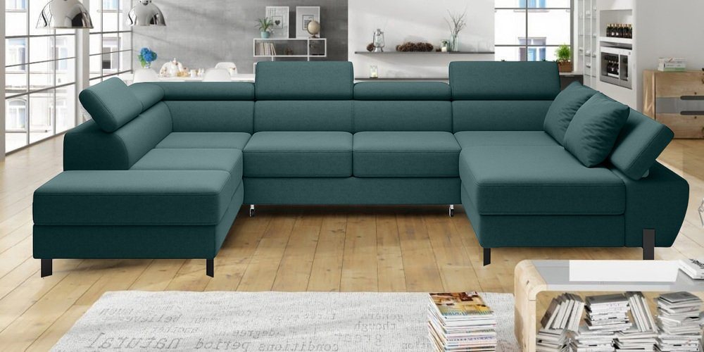 Stylefy Wohnlandschaft Molinardi XL, Sofa, U-Form, Ottomane links oder rechts bestellbar, mit Bettfunktion und Bettkasten, Relaxfunktion, Modern Design von Stylefy