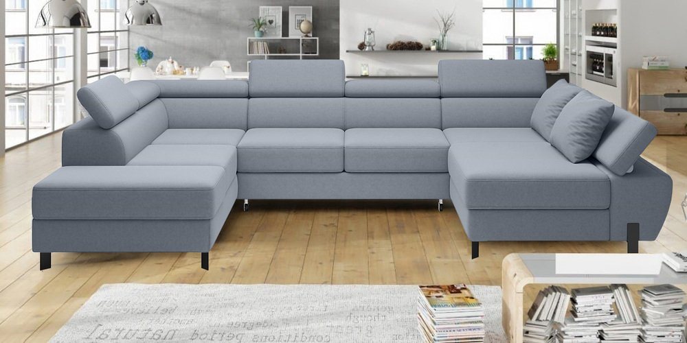 Stylefy Wohnlandschaft Molinardi XL, Sofa, U-Form, Ottomane links oder rechts bestellbar, mit Bettfunktion und Bettkasten, Relaxfunktion, Modern Design von Stylefy