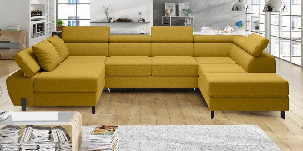 Stylefy Wohnlandschaft Molinardi XL, Sofa, U-Form, Ottomane links oder rechts bestellbar, mit Bettfunktion und Bettkasten, Relaxfunktion, Modern Design von Stylefy