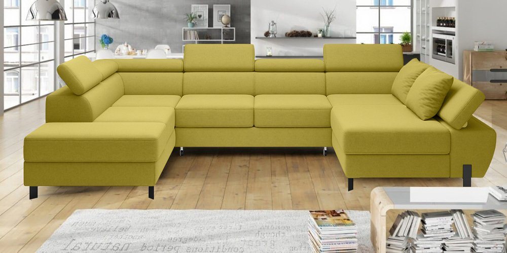 Stylefy Wohnlandschaft Molinardi XL, Sofa, U-Form, Ottomane links oder rechts bestellbar, mit Bettfunktion und Bettkasten, Relaxfunktion, Modern Design von Stylefy