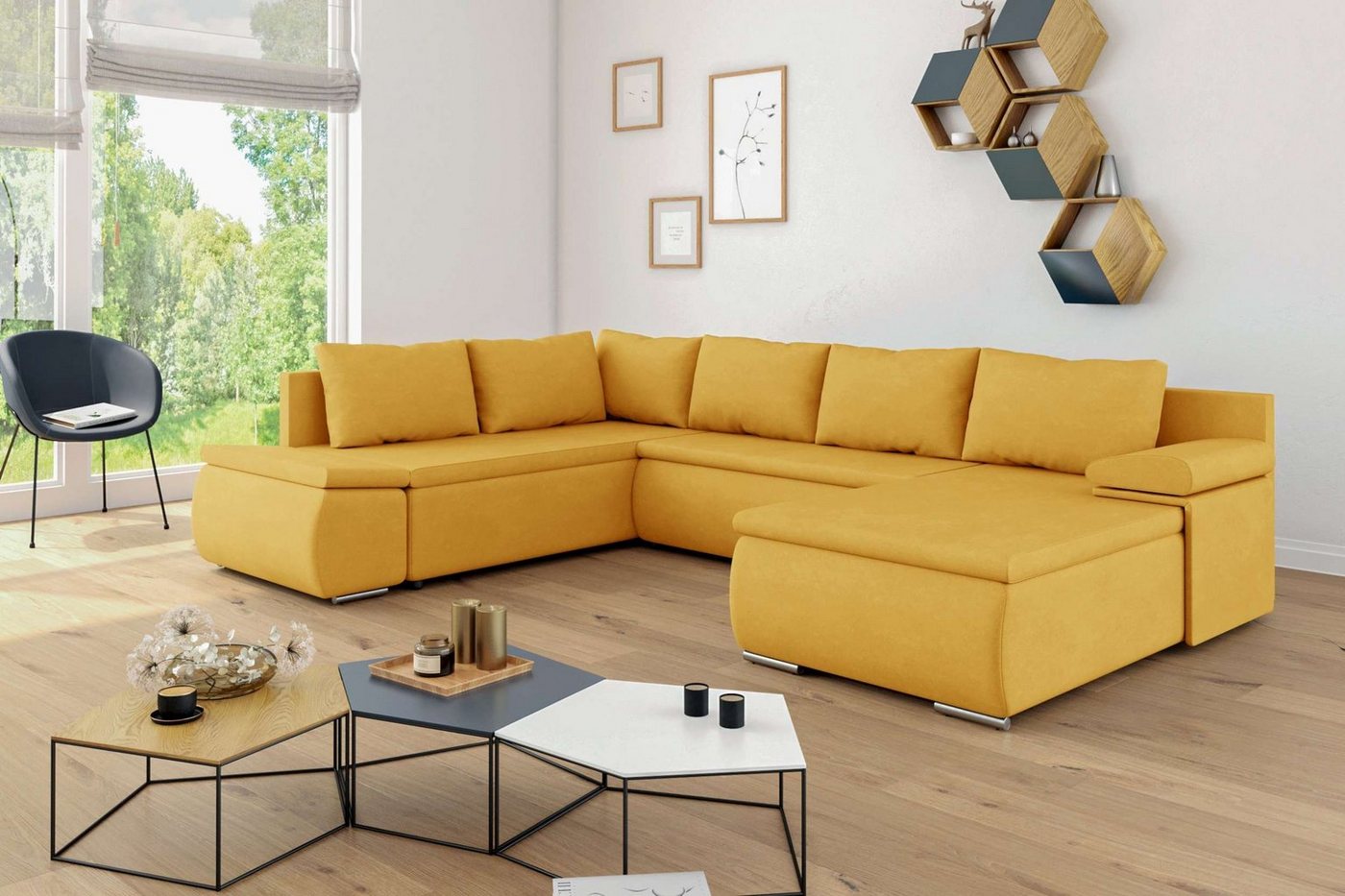 Stylefy Wohnlandschaft Nessi, Sofa, U-Form, Wellenfederung von Stylefy