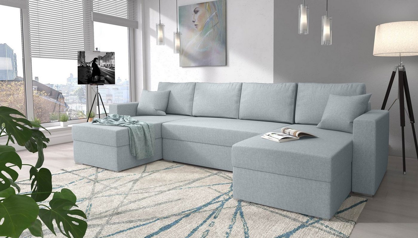 Stylefy Wohnlandschaft Rubicon, U-Form, Sofa, mit Bettfunktion und Bettkasten, frei im Raum stellbar, inklusive Kissen, Sitzkomfort, Klassisch Design von Stylefy