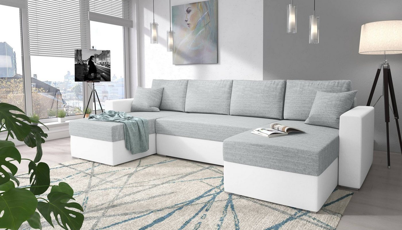 Stylefy Wohnlandschaft Rubicon, U-Form, Sofa, mit Bettfunktion und Bettkasten, frei im Raum stellbar, inklusive Kissen, Sitzkomfort, Klassisch Design von Stylefy