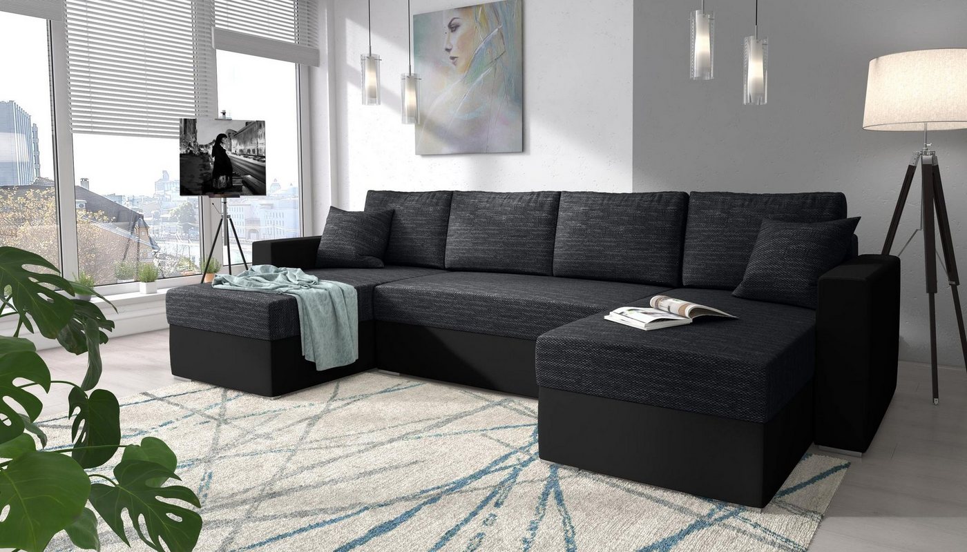 Stylefy Wohnlandschaft Rubicon, U-Form, Sofa, mit Bettfunktion und Bettkasten, frei im Raum stellbar, inklusive Kissen, Sitzkomfort, Klassisch Design von Stylefy