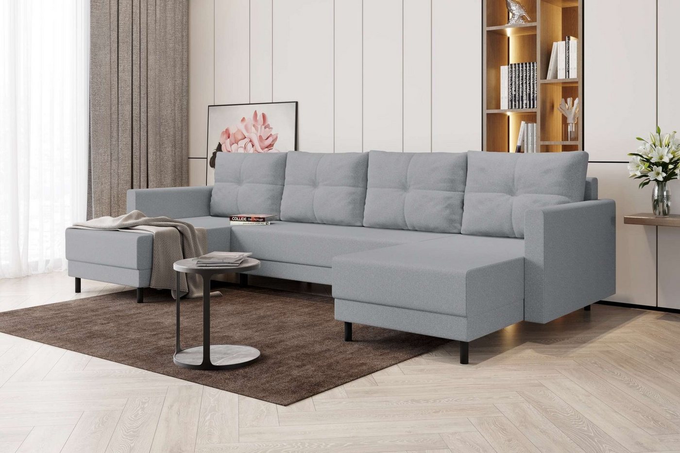 Stylefy Wohnlandschaft Selena, U-Form, Eckcouch, Sofa, Sitzkomfort, mit Bettfunktion, mit Bettkasten, Modern Design von Stylefy