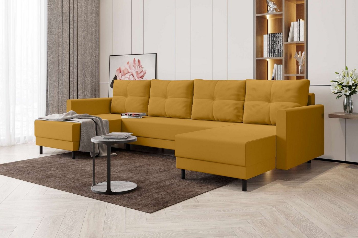 Stylefy Wohnlandschaft Selena, U-Form, Eckcouch, Sofa, Sitzkomfort, mit Bettfunktion, mit Bettkasten, Modern Design von Stylefy