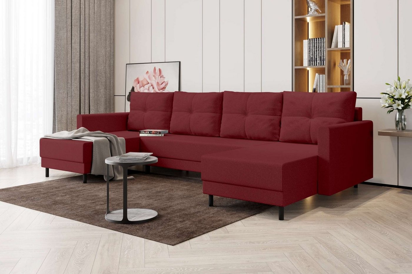 Stylefy Wohnlandschaft Selena, U-Form, Eckcouch, Sofa, Sitzkomfort, mit Bettfunktion, mit Bettkasten, Modern Design von Stylefy