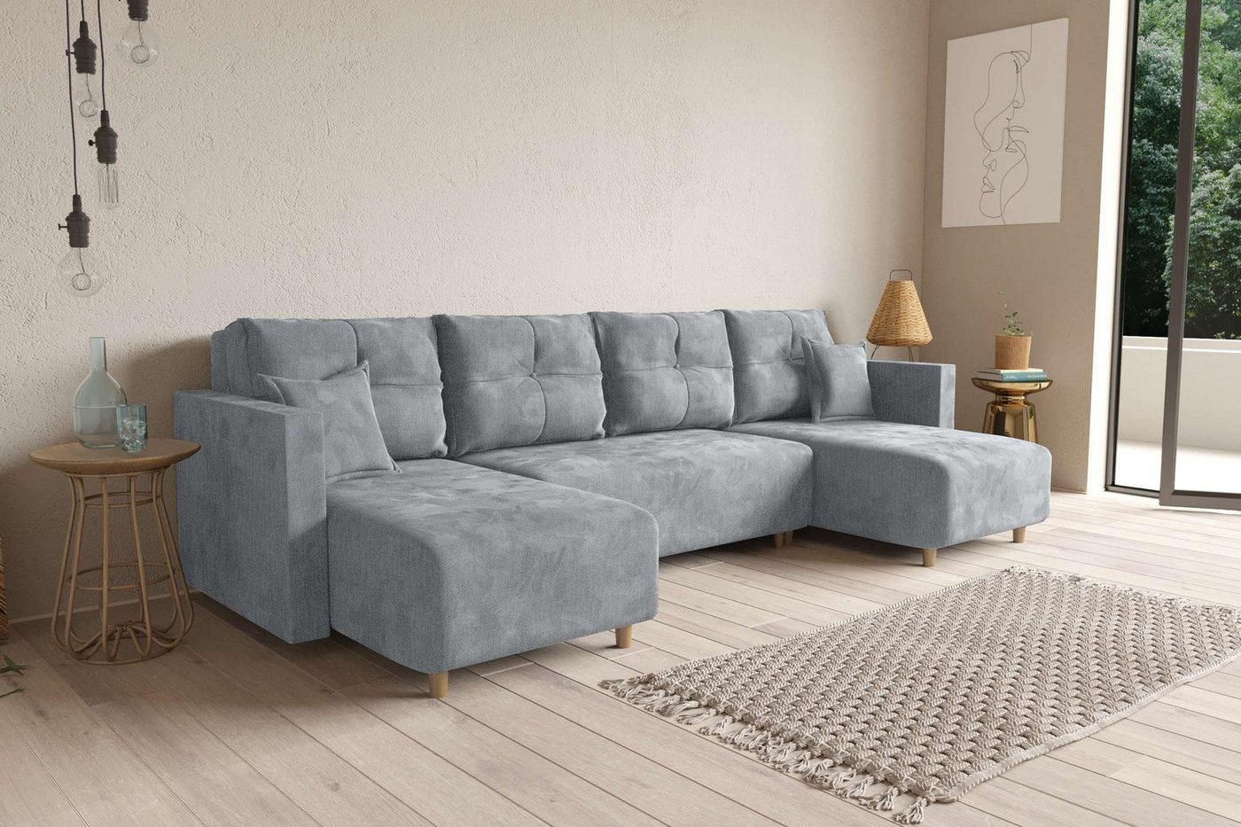 Stylefy Wohnlandschaft Skan, U-Form, Sofa, Kissen von Stylefy