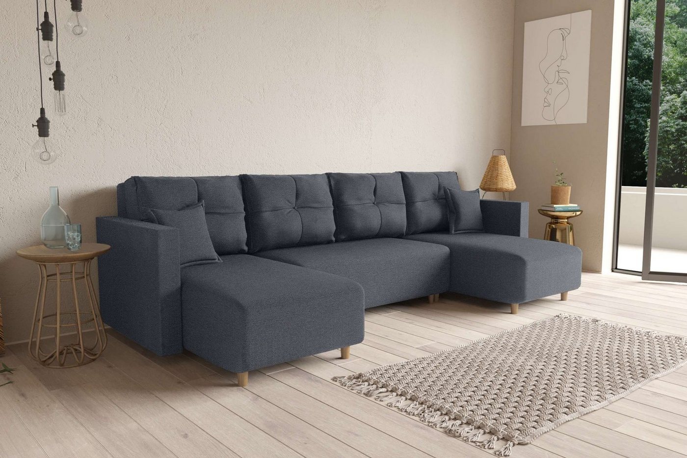 Stylefy Wohnlandschaft Skan, U-Form, Sofa, Kissen von Stylefy