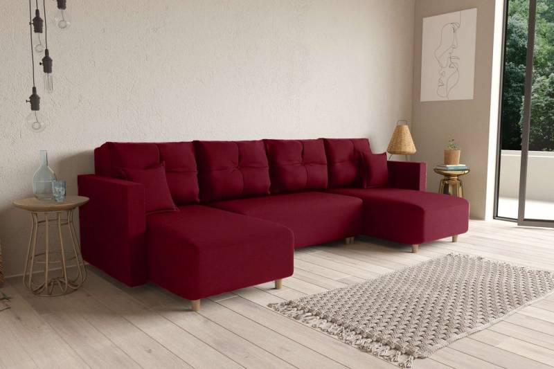 99rooms Wohnlandschaft Skan, U-Form, Sofa, mit Bettfunktion und Bettkasten, mit Bonellfederkern, inklusive Kissen von 99rooms