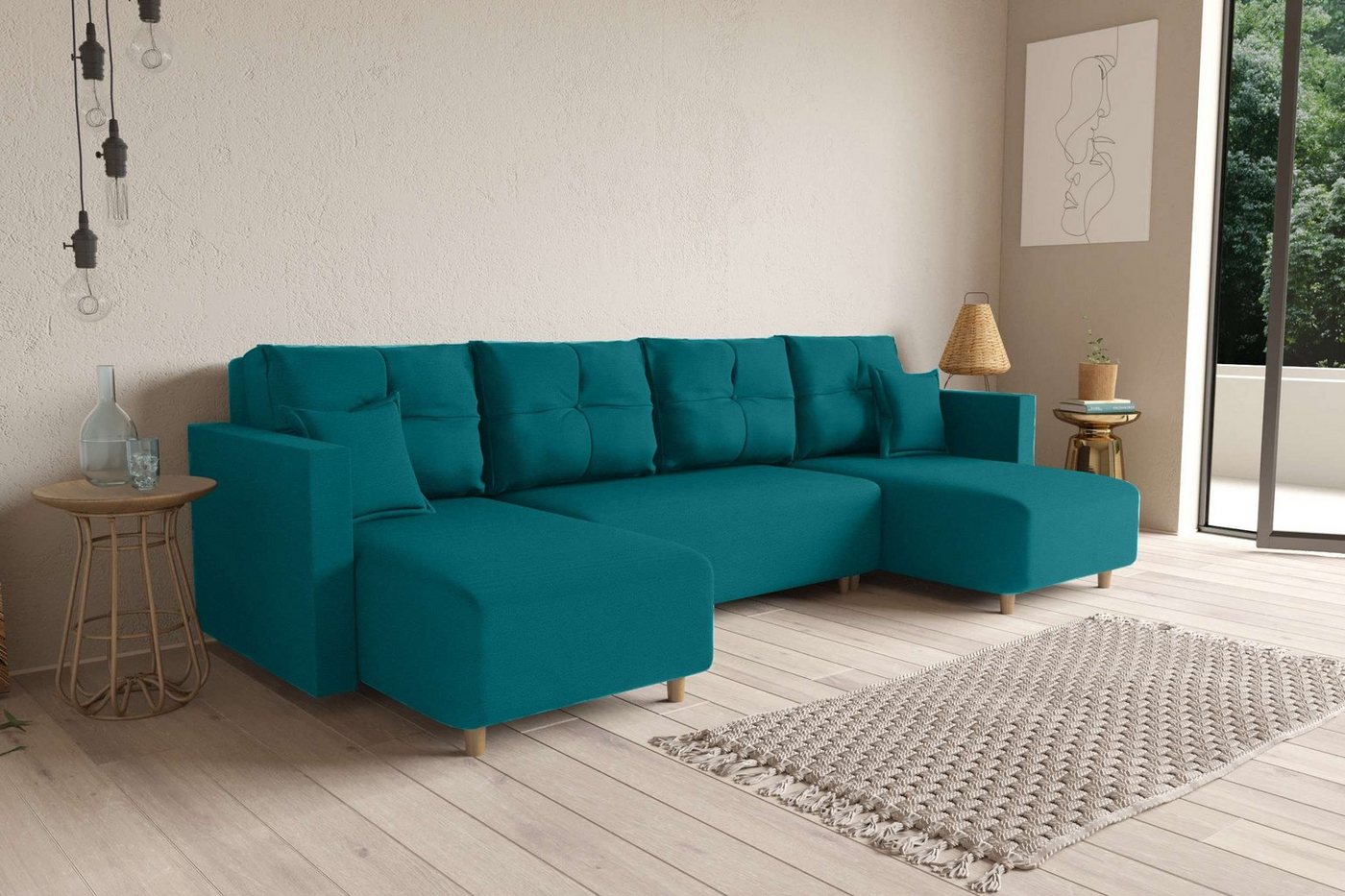 Stylefy Wohnlandschaft Skan, U-Form, Sofa, Kissen von Stylefy