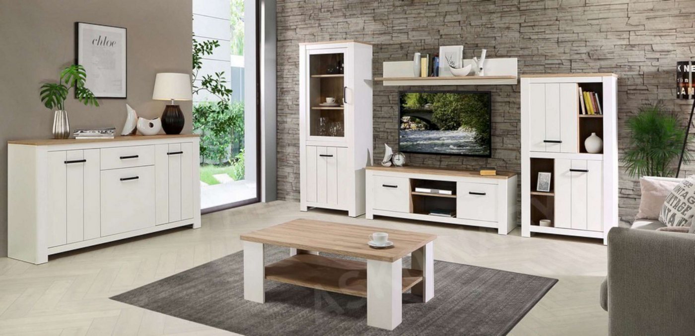 Stylefy Wohnwand Ella, (Wohnmöbel, Wohnzimmer-Set (6×St), Vitrine, Wandregal, TV-Lowboard, Kommode, Highboard, Couchtisch von Stylefy