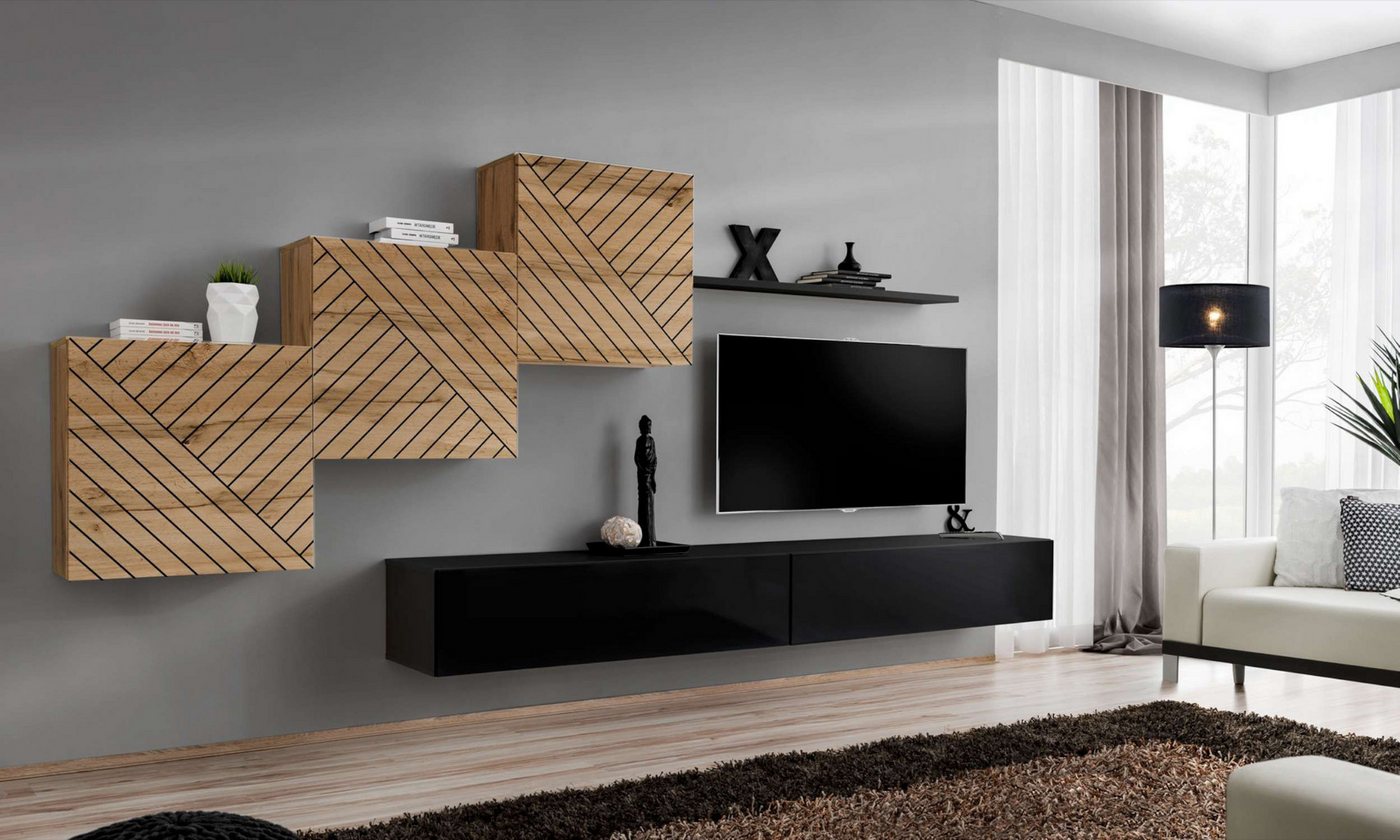 99rooms Wohnwand Swotch X L, (Set (6 St), Wohnzimmer-Set), bestehend aus 2×Lowboard, 3×Wandschrank, 1×Wandboard, mit Push-to-Open von 99rooms
