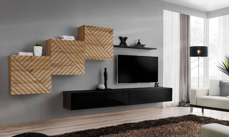 99rooms Wohnwand Swotch X L, (Set (6 St), Wohnzimmer-Set), bestehend aus 2×Lowboard, 3×Wandschrank, 1×Wandboard, mit Push-to-Open von 99rooms