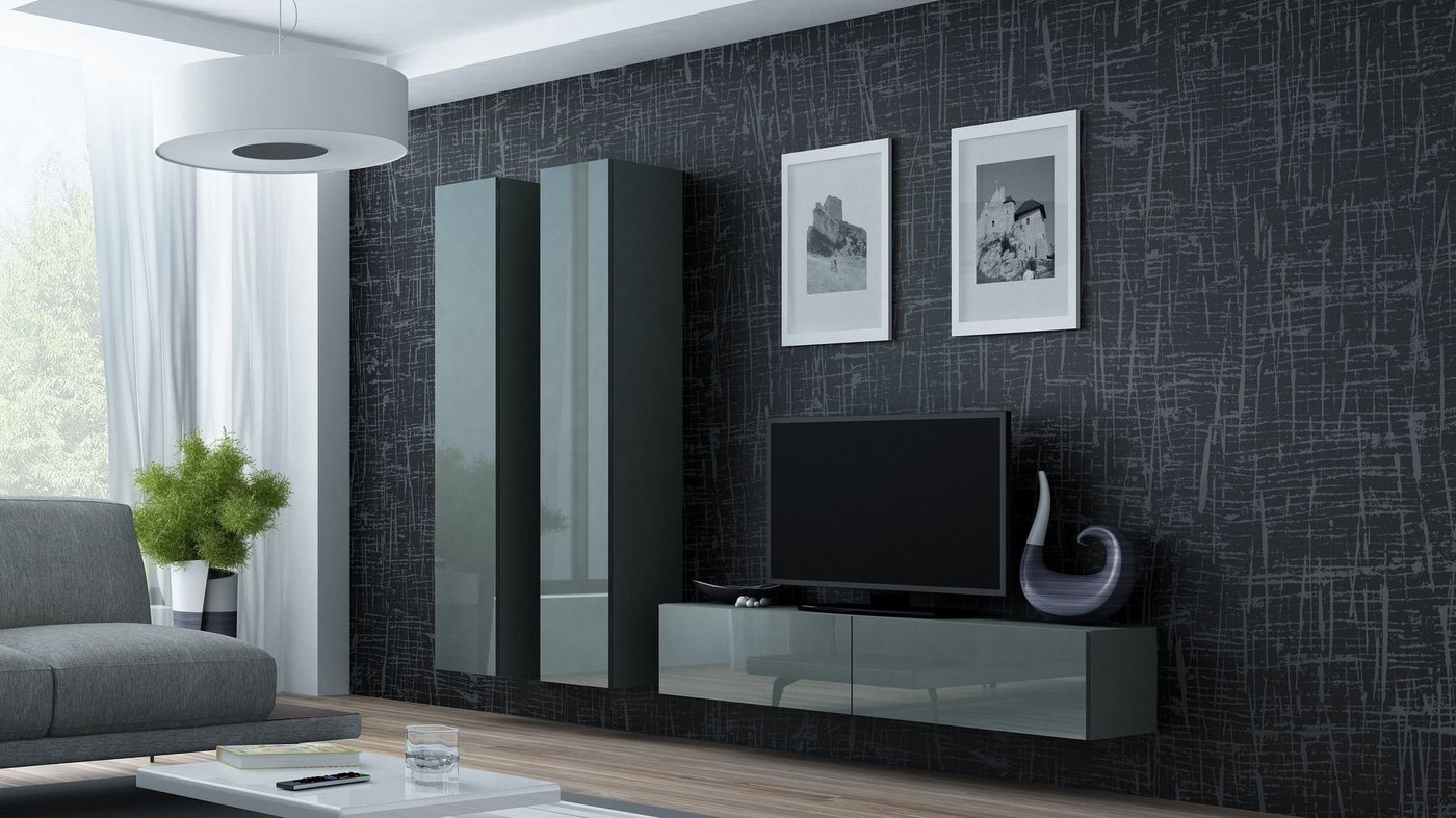 99rooms Wohnwand Vago IX, (Set (3-St), Wohnmöbel, Wohnzimmer-Set), Design von 99rooms