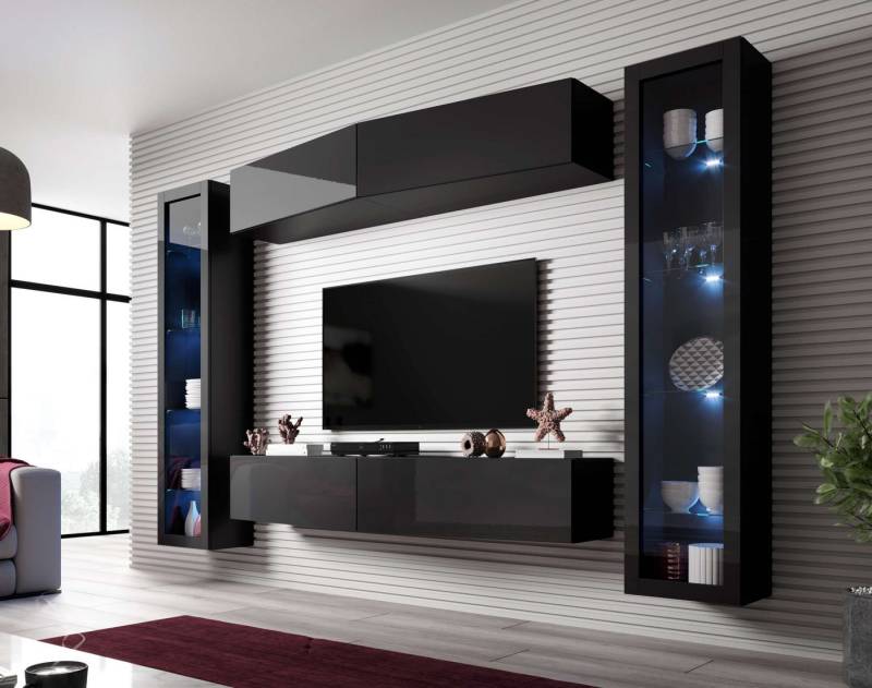 99rooms Wohnwand Vago SLATE VIII, (Set (6-St), Wohnmöbel, Wohnzimmer-Set), hängbar von 99rooms