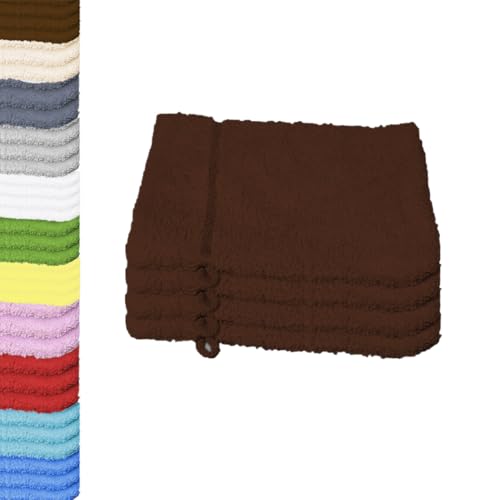 Style Heim 4 Stück Waschlappen Waschhandschuh Frottier aus Baumwolle ca. 15x21 cm 480 g/m² Schokobraun von Style Heim