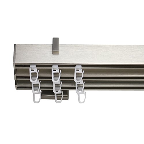 Stylelex Tetra Edelstahl-Optik 3-läufig - Träger 9,1cm - Rechteckig - 120cm - Endkappe - Am Stück! von Stylelex