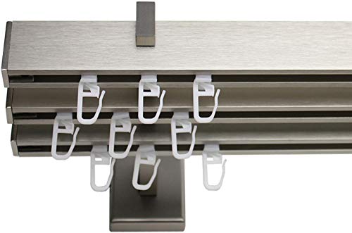 Stylelex Tetra Edelstahl-Optik 3-läufig - Träger lang 13,5cm - Rechteckig - 320 cm - Endkappe von Stylelex