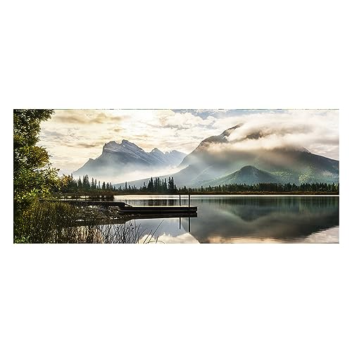 STYLER Beruhigendes Glasbild Lake - Wunderschöne Natur Atmosphäre - 30 x 80 cm - Leicht montierbar - Hochauflösend - Beruhigende Farben - Made in Europe von STYLER