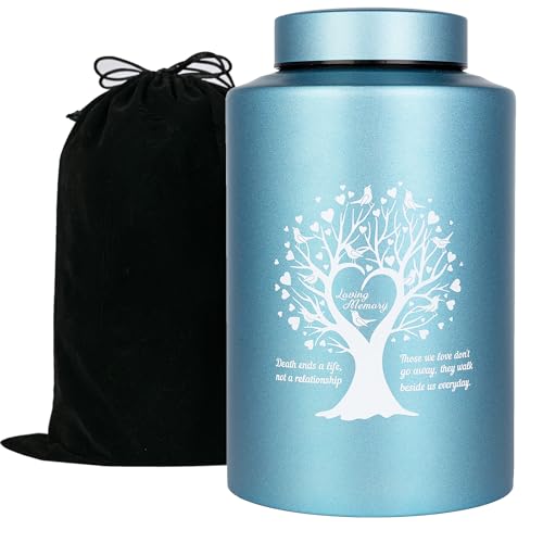 Stylitzy Urne für menschliche Asche Erwachsene männlich weiblich Gedenkurne groß bis zu 100 kg dekorative Beerdigung Metallurnen Lebensbaum-Design, Seeblau Stylitzy Urne für menschliche Asche Erwachsene männlich weiblich Gedenkurne groß bis zu 100 kg dekorative Beerdigung Metallurnen Lebensbaum-Design, Seeblau von Stylitzy