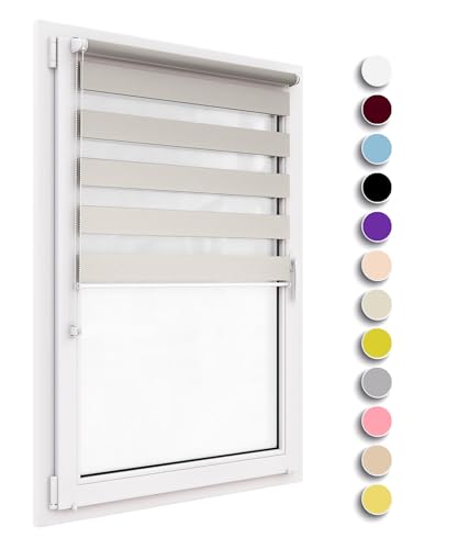 Stylo Rollos Tag Nacht – Fensterrollo – Ohne Bohren – Universeller Mechanismus – Einfache Montage – Rollos auf Schnur – Halbtransparent – Verdunkelnd – Innenrollos - 110x150 cm Graue von Stylo