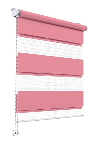 Stylo Rollos Tag Nacht – Fensterrollo – Ohne Bohren – Universeller Mechanismus – Einfache Montage – Rollos auf Schnur – Halbtransparent – Verdunkelnd – Innenrollos - 130x150 cm Pinke von Stylo