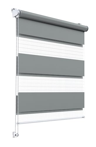 Stylo Rollos Tag Nacht – Fensterrollo – Ohne Bohren – Universeller Mechanismus – Einfache Montage – Rollos auf Schnur – Halbtransparent – Verdunkelnd – Innenrollos - 132x150 cm Graue von Stylo