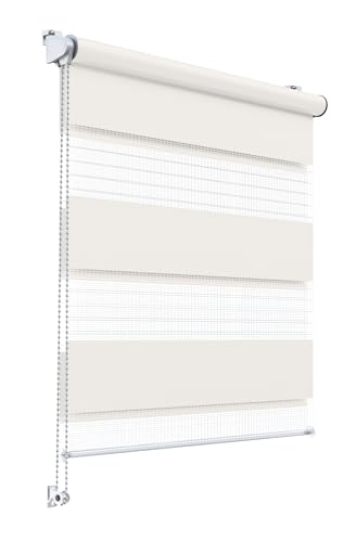 Stylo Rollos Tag Nacht – Fensterrollo – Ohne Bohren – Universeller Mechanismus – Einfache Montage – Rollos auf Schnur – Halbtransparent – Verdunkelnd – Innenrollos - 142x220 cm Creme von Stylo