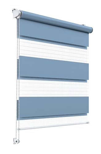 Stylo Rollos Tag Nacht – Fensterrollo – Ohne Bohren – Universeller Mechanismus – Einfache Montage – Rollos auf Schnur – Halbtransparent – Verdunkelnd – Innenrollos - 48x150 cm Hellblaue von Stylo