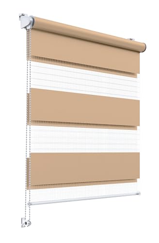 Stylo Rollos Tag Nacht – Fensterrollo – Ohne Bohren – Universeller Mechanismus – Einfache Montage – Rollos auf Schnur – Halbtransparent – Verdunkelnd – Innenrollos - 50x150 cm Vanille von Stylo