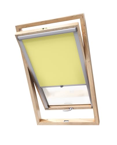 Stylo Verdunkelungsrollo für Dachfenster – für FAKRO-Fenster - 100% Verdunkelung - Aluminium für FAKRO-Fenster – Thermoisolierung – Mechanismus – Sonnenschutz FAKRO 55/98 Hellgelb von Stylo