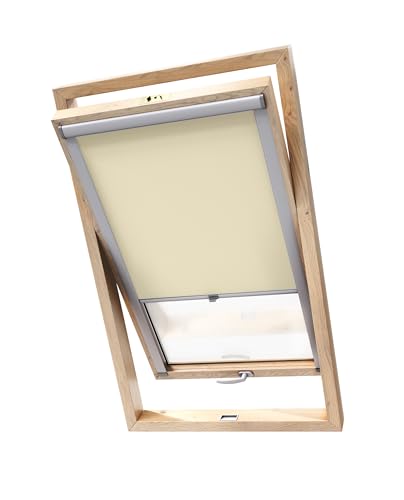 Stylo Verdunkelungsrollo für Dachfenster – für FAKRO-Fenster - 100% Verdunkelung - Aluminium für FAKRO-Fenster – Thermoisolierung – Mechanismus – Sonnenschutz FAKRO 66/118 Beige von Stylo