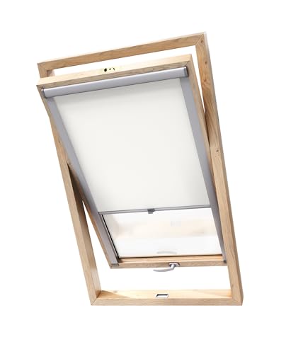 Stylo Verdunkelungsrollo für Dachfenster – für FAKRO-Fenster - 100% Verdunkelung - Aluminium für FAKRO-Fenster – Thermoisolierung – Mechanismus – Sonnenschutz FAKRO 66/118 Weiß von Stylo
