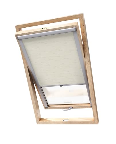 Stylo Verdunkelungsrollo für Dachfenster – für FAKRO-Fenster - 100% Verdunkelung - Aluminium für FAKRO-Fenster – Thermoisolierung – Mechanismus – Sonnenschutz FAKRO 78/118 Mandel von Stylo
