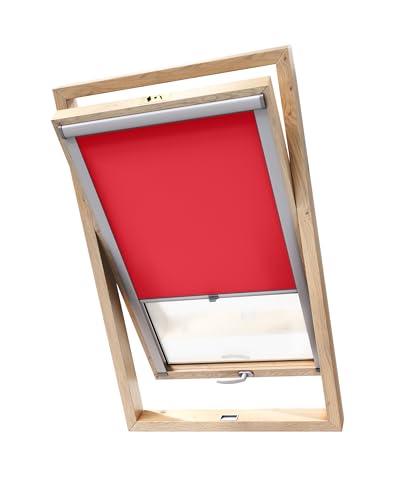 Stylo Verdunkelungsrollo für Dachfenster – für FAKRO-Fenster - 100% Verdunkelung - Aluminium für FAKRO-Fenster – Thermoisolierung – Mechanismus – Sonnenschutz FAKRO 78/118 Rot von Stylo