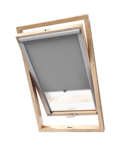 Stylo Verdunkelungsrollo für Dachfenster – für FAKRO-Fenster - 100% Verdunkelung - Aluminium für FAKRO-Fenster – Thermoisolierung – Mechanismus – Sonnenschutz FAKRO 78/140 Grau von Stylo