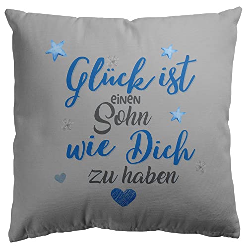Stylotex Baumwoll Dekokissen Glück ist einen Sohn wie Dich zu haben. - mit Füllung - handbedruckt in Deutschland, Farbe:grau, Größe:40x40 cm Stylotex Baumwoll Dekokissen Glück ist einen Sohn wie Dich zu haben. - mit Füllung - handbedruckt in Deutschland, Farbe:grau, Größe:40x40 cm von Stylotex