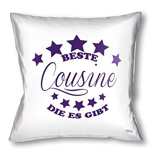 Stylotex Kissen - Geschenk für die Beste Cousine Dekokissen Bedruckt in höchster Druckqualität Designed in Deutschland - Beste Cousine die es gibt Stylotex Kissen - Geschenk für die Beste Cousine Dekokissen Bedruckt in höchster Druckqualität Designed in Deutschland - Beste Cousine die es gibt von Stylotex