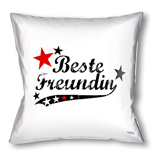 Stylotex Kissen - Geschenk für die Beste Freundin Dekokissen Bedruckt in höchster Druckqualität Designed in Deutschland - Beste Freundin (vintagestyle) von Stylotex