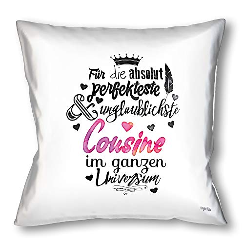 Stylotex Dekokissen Für die absolut perfekteste Cousine, 35 x 35 cm, Weiß von Stylotex