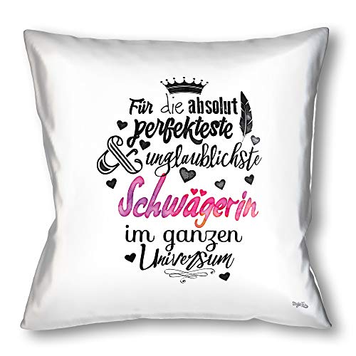 Stylotex Kissen Geschenk für die Beste Schwägerin Dekokissen Bedruckt in höchster Druckqualität Designed in Deutschland Für die absolut perfekteste & unglaublichste Schwägerin im ganzen Universum Stylotex Kissen Geschenk für die Beste Schwägerin Dekokissen Bedruckt in höchster Druckqualität Designed in Deutschland Für die absolut perfekteste & unglaublichste Schwägerin im ganzen Universum von Stylotex