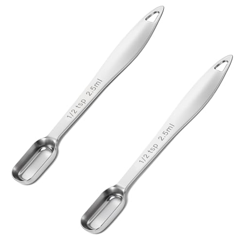 2 Stück Edelstahl Messlöffel 2.5 ml Teelöffel Rechteckige Einzelmesslöffel 1/2 Teelöffel Rechteckige Messlöffel Mini Löffel Gewürzlöffel von Styquenzer